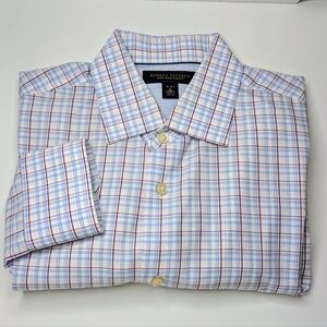 ✨ Banana Republic Non-Iron Slim Fit Plaid Shirt | White, Blue & Red | Size 14.5
